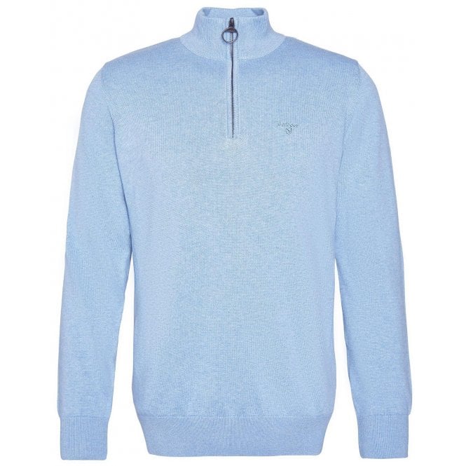 Barbour Heritage Barbour Men's Light Blue Half Zip Cotton Knitted Jumper