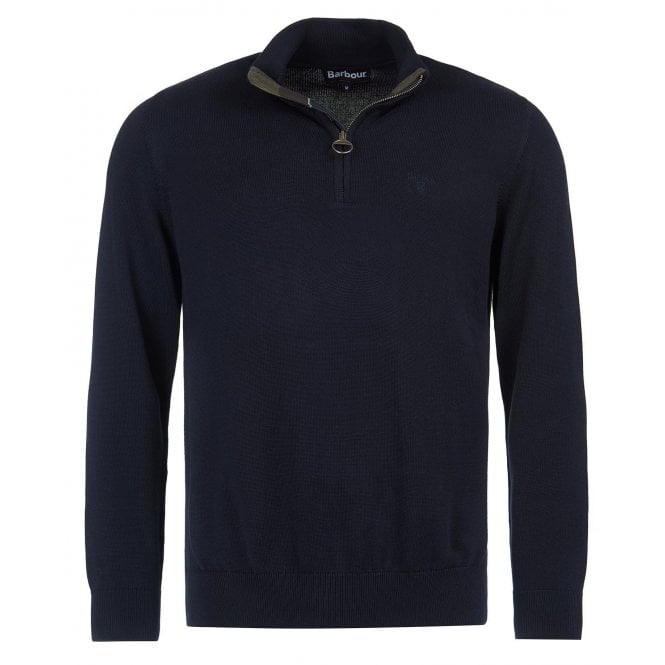 Barbour Heritage Barbour Men's Navy Blue Cotton Half zip Jumper