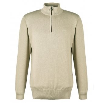 Barbour Men's Washed Stone Half Zip Cotton Knitted Jumper