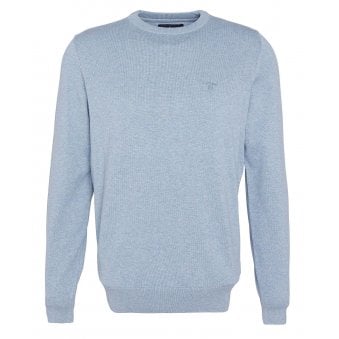 Barbour Heritage Blue Pima Cotton Crew Neck Jumper