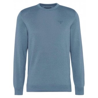 Barbour Heritage Bluestone Pima Cotton Crew Neck Jumper