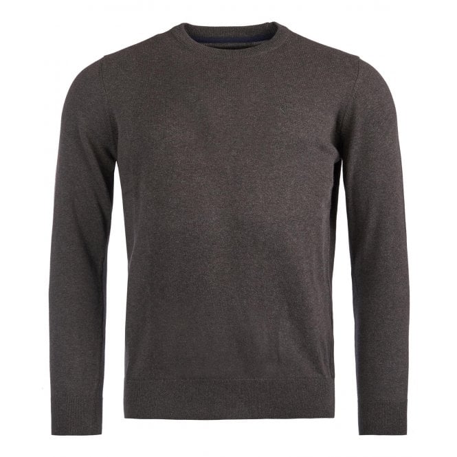 Barbour Heritage Charcoal Pima Cotton Crew Neck Jumper