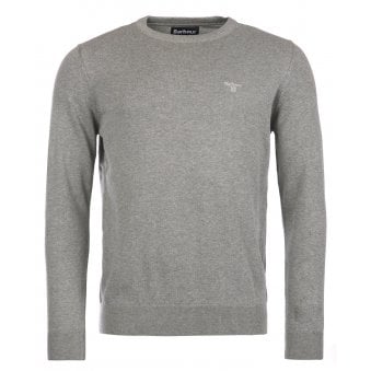 Barbour Heritage Pima Cotton Grey Crew Neck Jumper