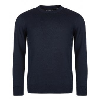 Barbour Heritage Pima Cotton Navy Crew Neck Jumper