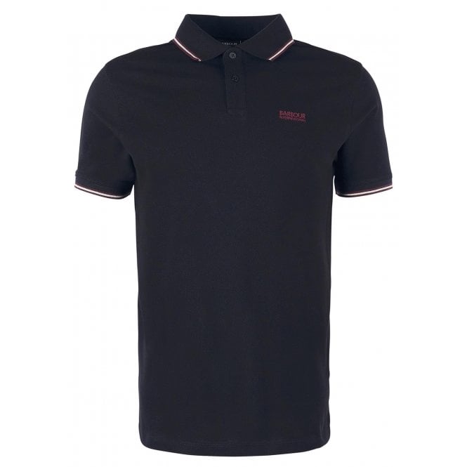 Barbour International Men's Black Event Multi Tipped Polo Shirt