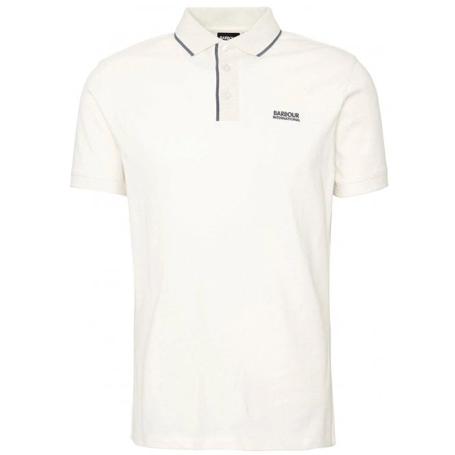 Barbour International Men's Moor Dove Grey Tipped Polo Shirt.