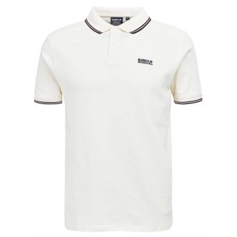 Barbour International Men's Whisper White Rider Tipped Polo Shirt