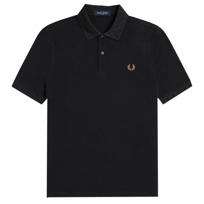 Fred Perry Men's Black Jacquard Trim Polo Shirt