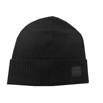 Hugo Boss Men's Black Knitted Akaio Hat