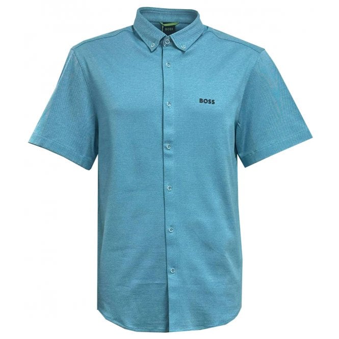 Hugo Boss Athleisure Hugo Boss Men's Aqua Blue Motion Short Sleeved Shirt