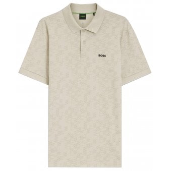 Hugo Boss Men's Beige All Over Print Polo Shirt