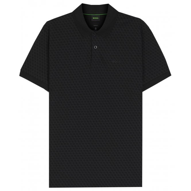 Hugo Boss Athleisure Hugo Boss Men's Black Chip Paddy Polo Shirt With full Pattern