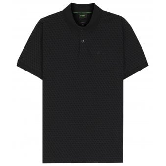 Hugo Boss Men's Black Chip Paddy Polo Shirt With full Pattern