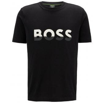 Hugo Boss Men's Black T-shirt With Colour Block Chest Logo