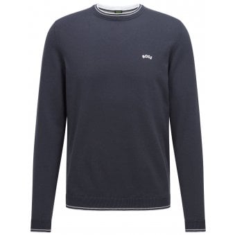 Hugo Boss Men's Dark Blue Ritom Organic Cotton Knit Jumper