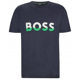 Hugo Boss Men's Dark Blue T-shirt With Colour Block Chest Logo