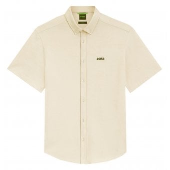 Hugo Boss Men's Light Beige Short Sleeved Motion Shirt