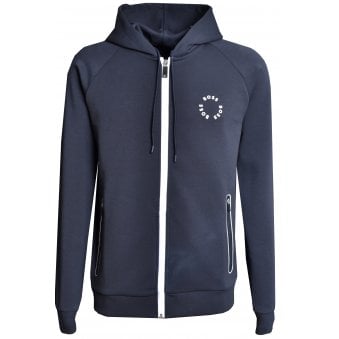 Hugo Boss Men's Saggy 2 Dark Blue Zip Up Hooded Sweatshirt.
