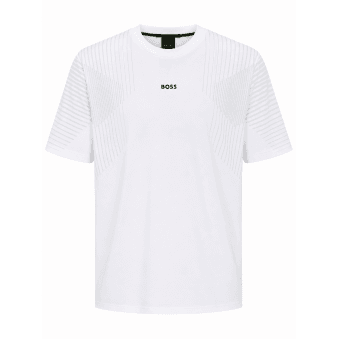 Hugo Boss Men's White Slim Fit Active T-shirt with reflective details