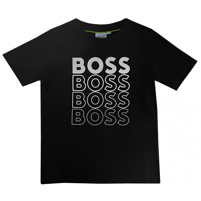 Hugo Boss Boys Hugo Boss Boy's Black Logo T-shirt.