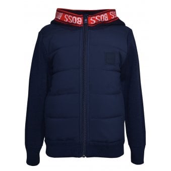 Hugo Boss Boy's Navy Quilted Knitted Jacket