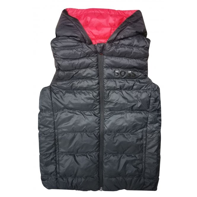 Hugo Boss Boys Hugo Boss Boy's Reversible Red And Black Gilet. 