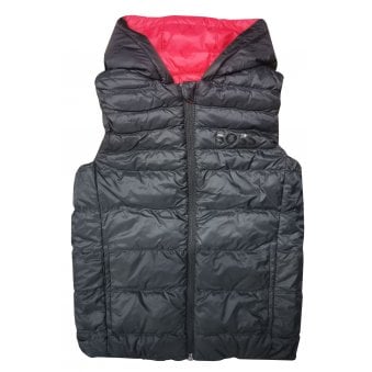 Hugo Boss Boy's Reversible Red And Black Gilet. 