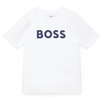 Hugo Boss Boy's White Bold Logo T-shirt.