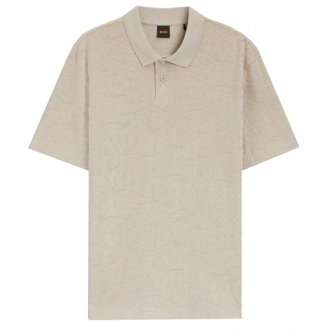 Hugo Boss Casual Hugo Boss Men's Beige Floral Jacquard Polo Shirt