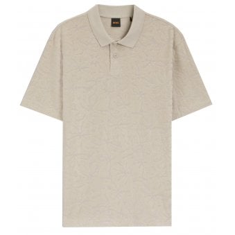 Hugo Boss Men's Beige Floral Jacquard Polo Shirt