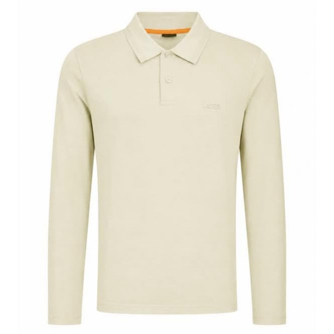 Hugo Boss Casual Hugo Boss Men's Beige Interlock Long Sleeved Polo Shirt