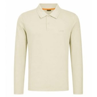 Hugo Boss Men's Beige Interlock Long Sleeved Polo Shirt