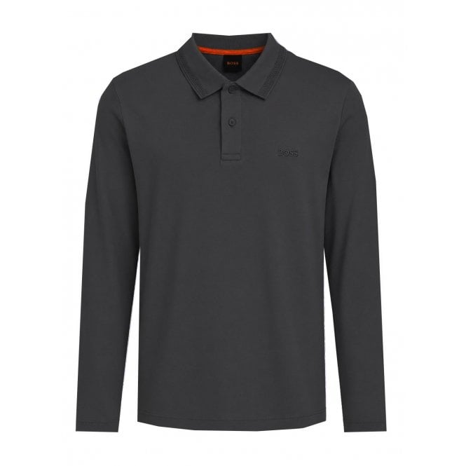 Hugo Boss Casual Hugo Boss Men's Black Interlock Long Sleeved Polo Shirt