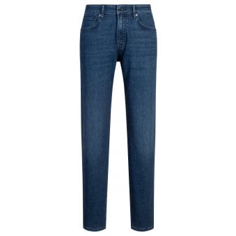 Hugo Boss Men's Blue Regular Fit Maine Soft Motion Denim Jeans