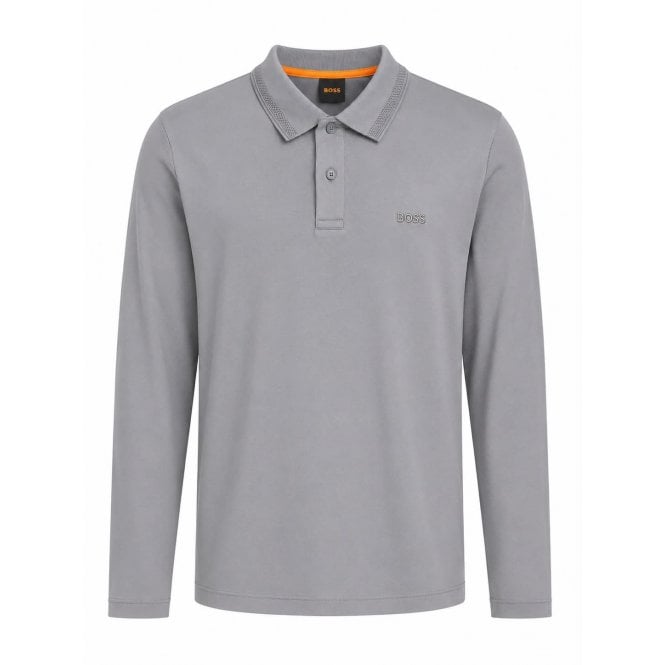 Hugo Boss Casual Hugo Boss Men's Grey Interlock Long Sleeved Polo Shirt