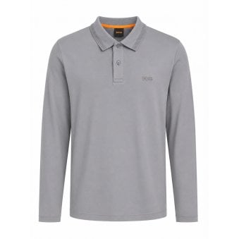 Hugo Boss Men's Grey Interlock Long Sleeved Polo Shirt