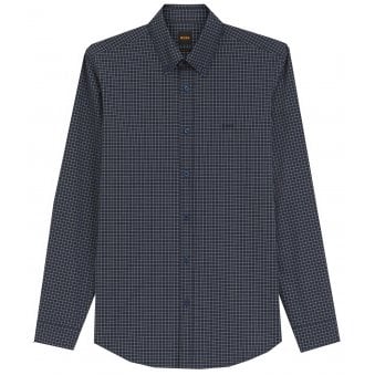 Hugo Boss Men's Navy Check Ricket Long Sleeved Shirt