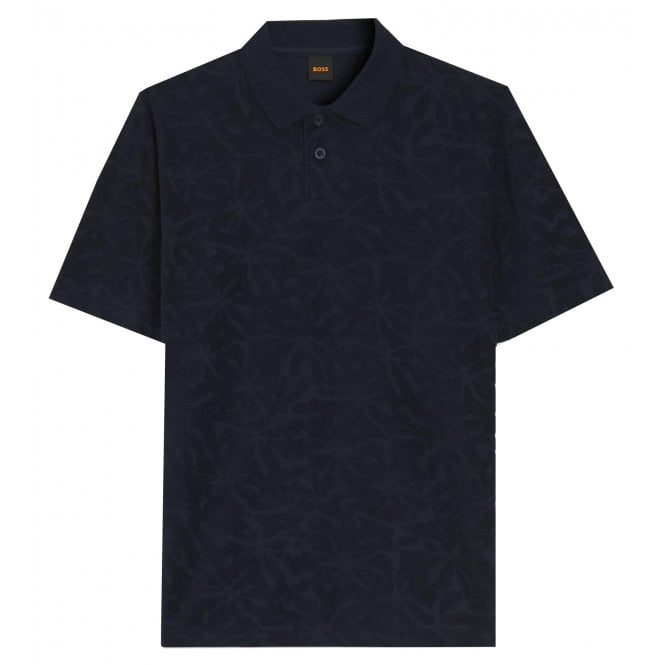 Hugo Boss Casual Hugo Boss Men's Navy Floral Jacquard Polo Shirt