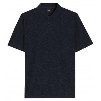 Hugo Boss Men's Navy Floral Jacquard Polo Shirt