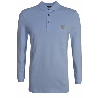 Hugo Boss Slim Fit Blue Passerby Long Sleeved Polo Shirt