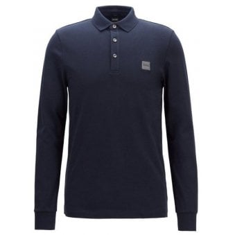 Hugo Boss Slim Fit Navy Passerby Long Sleeved Polo Shirt