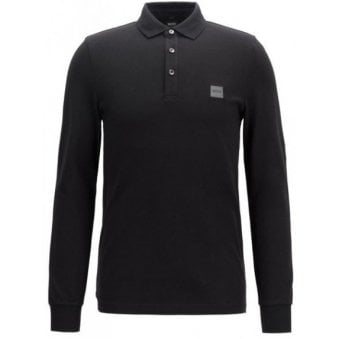 Hugo Boss Casual Slim Fit Black Passerby Long Sleeved Polo Shirt