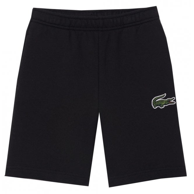 Lacoste Boys Lacoste Boy's Black Cotton Shorts With Crocodile Badge