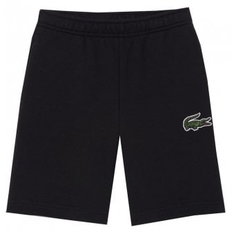 Lacoste Boy's Black Cotton Shorts With Crocodile Badge