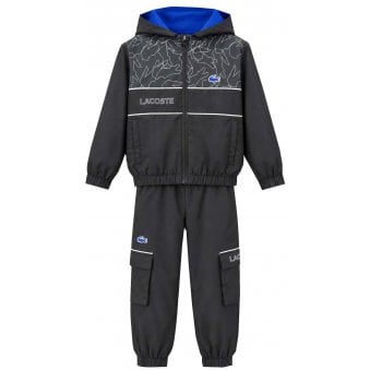 Lacoste Boy's Black Diamond Taffeta Tracksuit