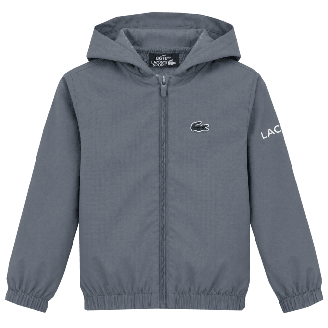 Lacoste Boys Lacoste Boy's Grey Zip Up Hooded Tracksuit Jacket
