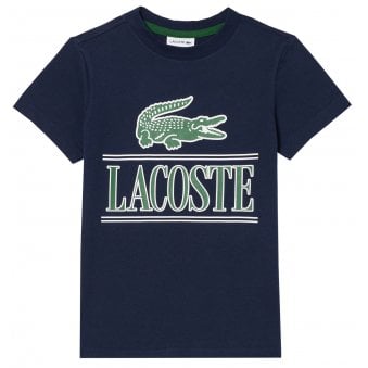 Lacoste Boy's Navy Crocodile Logo t-shirt