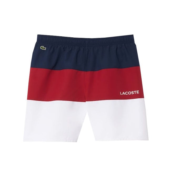 Lacoste Boys Lacoste Boy's Navy, White And Bordeaux Colour Block Swim Shorts