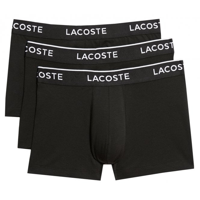 Lacoste Menswear Lacoste Men's 3 Pack Black Boxers With Branded Waistband