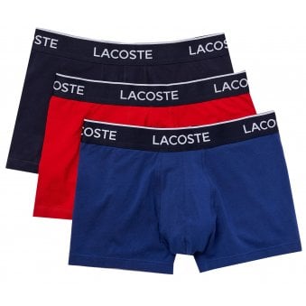 Lacoste Men's 3 Pack Boxers With Branded Waistband